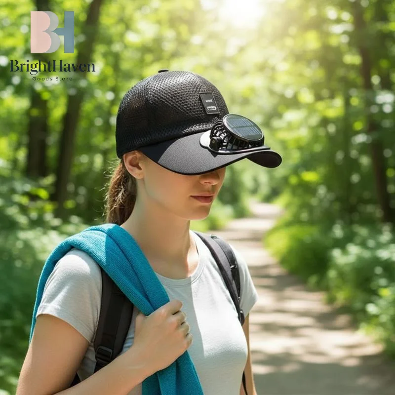 Solar Powered Cap With Fan Summer Breathable Mesh Sun Protection Outdoor Baseball Hat For Men USB Rechargeable Cooling Headwear