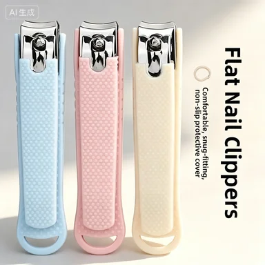 Large Flat Mouth Nail Clipper, Splash Proof with Non-slip Silicone Sleeve, Single Pack Household Manicure Tool