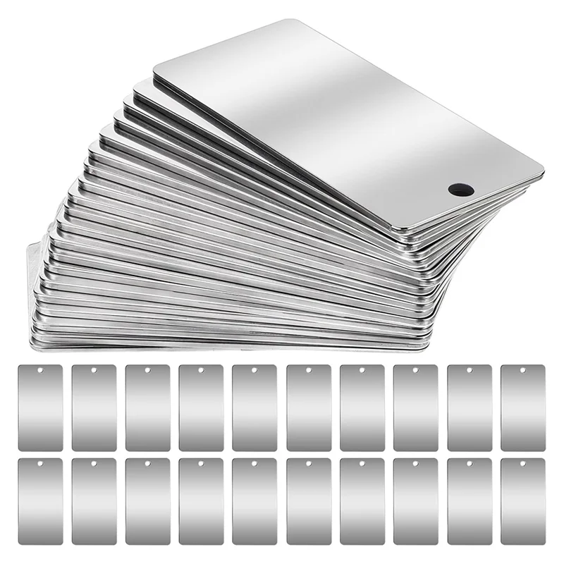 

ABJN-Stainless Steel Metal For Stamping Blank Tags- 1X2 Inch Rectangle Engraving Blanks(50 Pack)