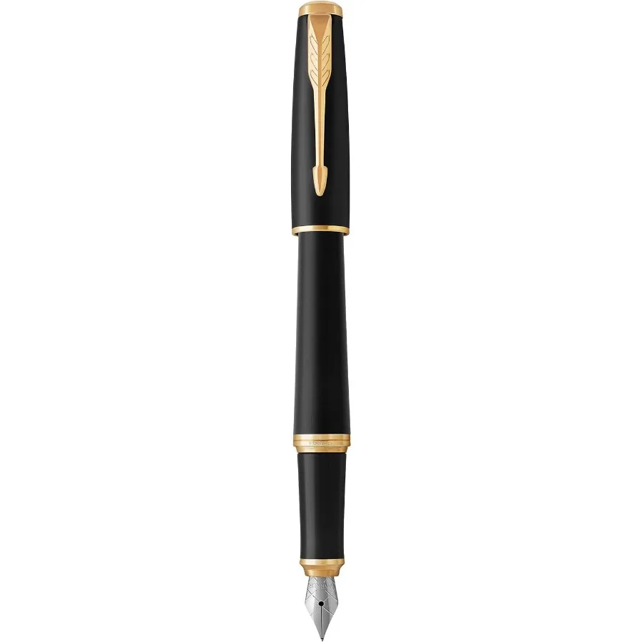 

Urban Fountain Pen Muted Black with Gold Trim Fine Nib with Blue Ink Refill for Professional Writing and Elegant Note-Taking in