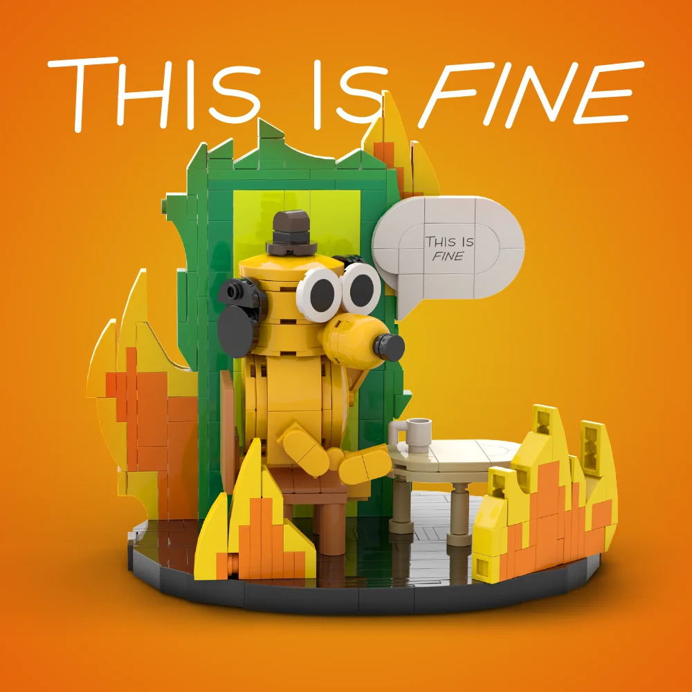 

MOC This Is Fine Building Blocks Blocks Toy Children's Birthday Gift