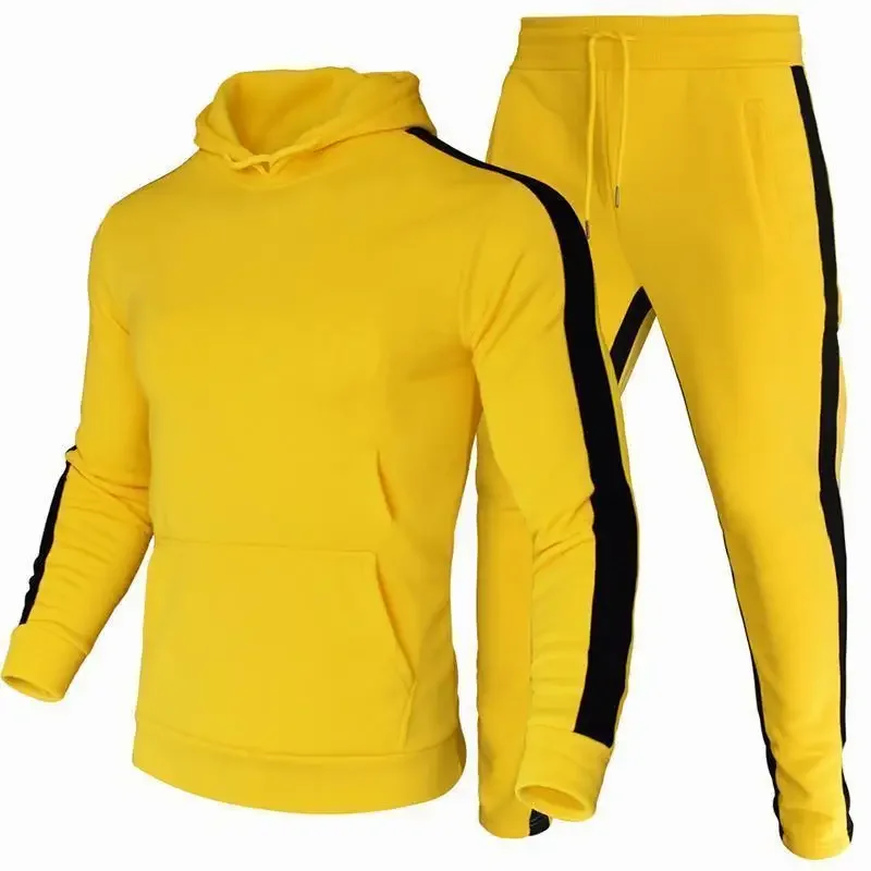 

Autumn and Winter Jogging Suits for Men Striped Hoodie+Pants Casual Tracksuit Male Sportswear Gym Casual Clothing Sweat Suit New