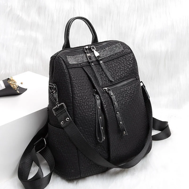 

2024 New Fashion Korean Style Women Backpacks Large Capacity Anti-theft Travel Backpack For Female All-match Leisure Leather Bag