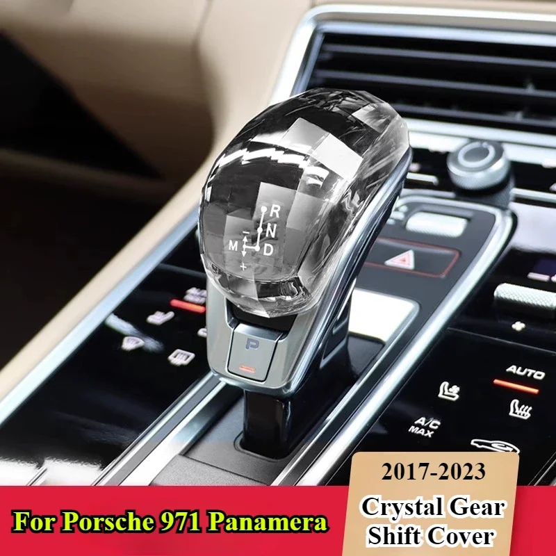 

For Porsche 971 Panamera 2017-2023 Crystal Gear Shift Knob Shifter Cover Modification Gearbox Button Handle Car Accessory