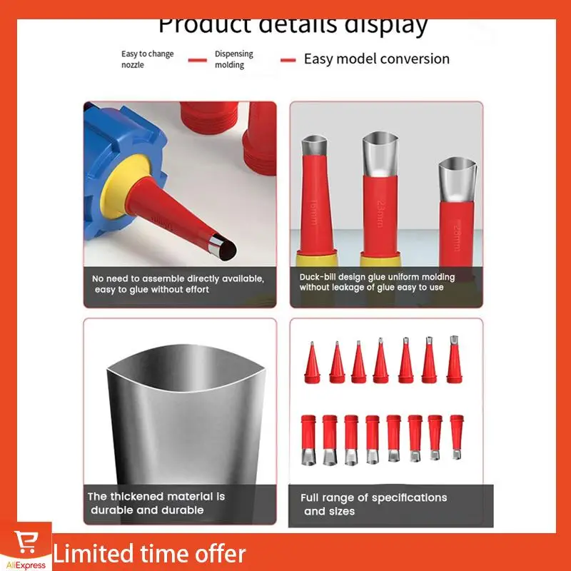 Verse 27-delige kalefatermondstukapplicator met basis Geel en rood Caulking Finisher Afdichtmiddel Afwerkingsgereedschap Aanrechtverbinding