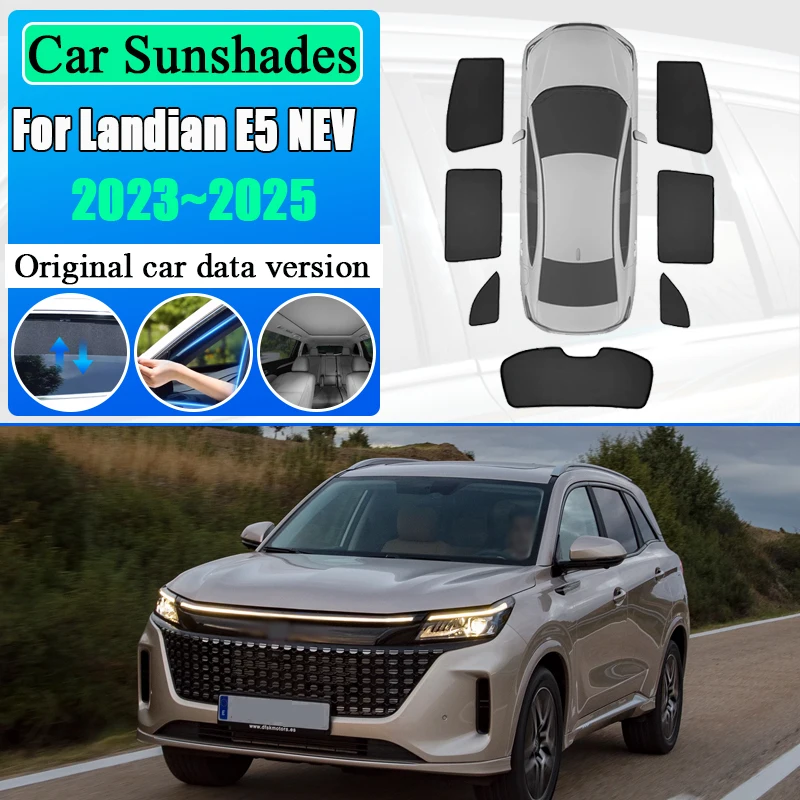 

Для DFSK Landian E5 NEV 2023 2024 2025 солнцезащитные козырьки на лобовое стекло, боковое окно, магнитный солнцезащитный козырек, автомобильная сетка, анти-УФ-инструменты, аксессуары
