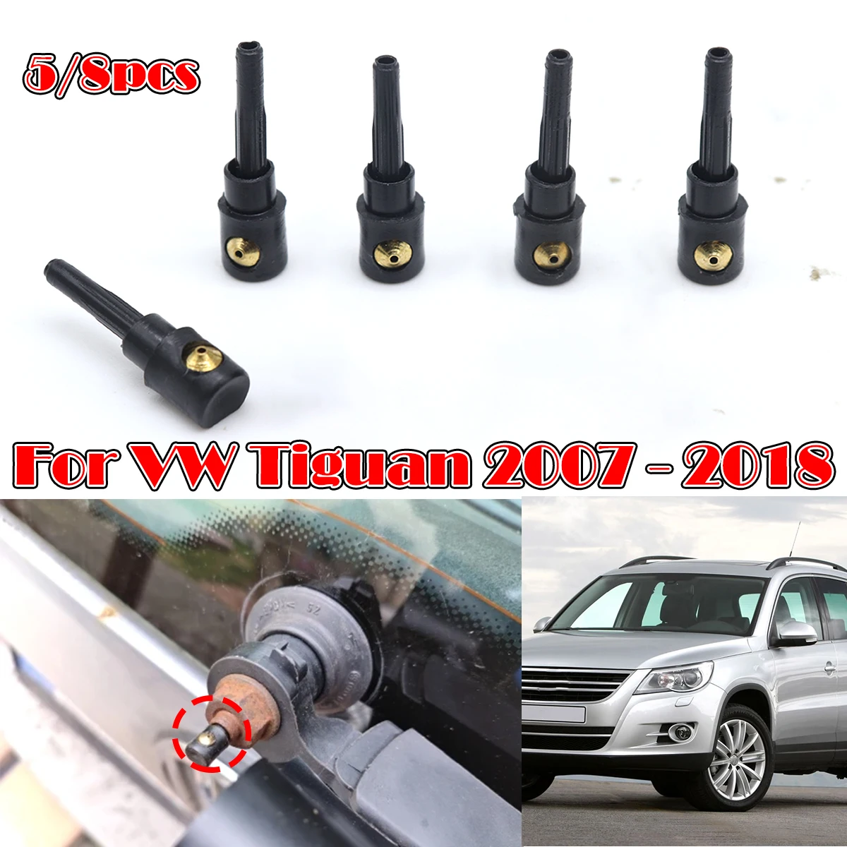 

5/8PC For VW Tiguan 07-2018 Rear Wiper Washer Jet Nozzle Windscreen Window Spray Cover Cap Rocker Spare Parts Repair Replacement