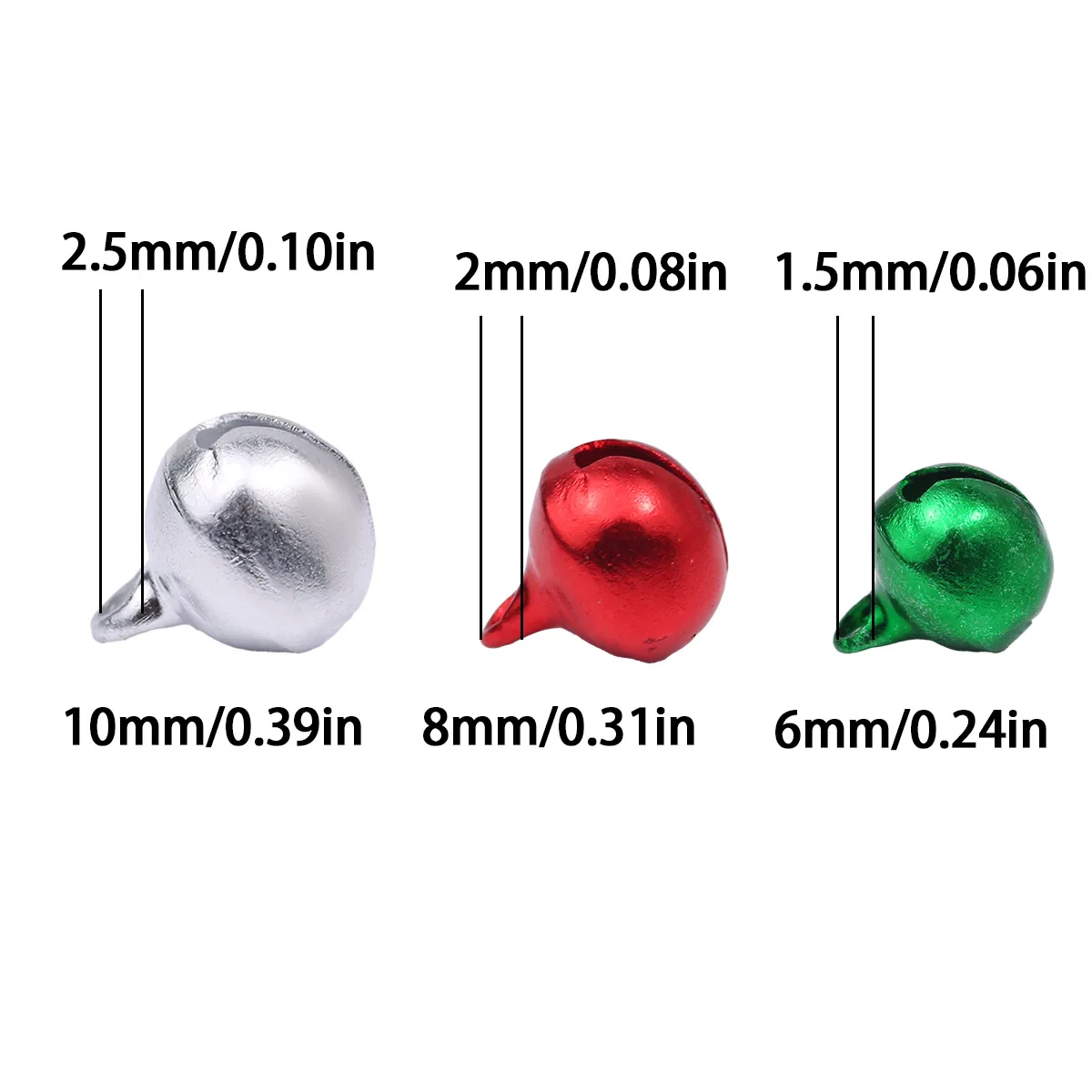 50-100pcs 6/8/10mm Baking Paint Colorful Christmas Jingle Bells Metal Little Bells Xmas Decoration Party DIY Bracelet Necklace