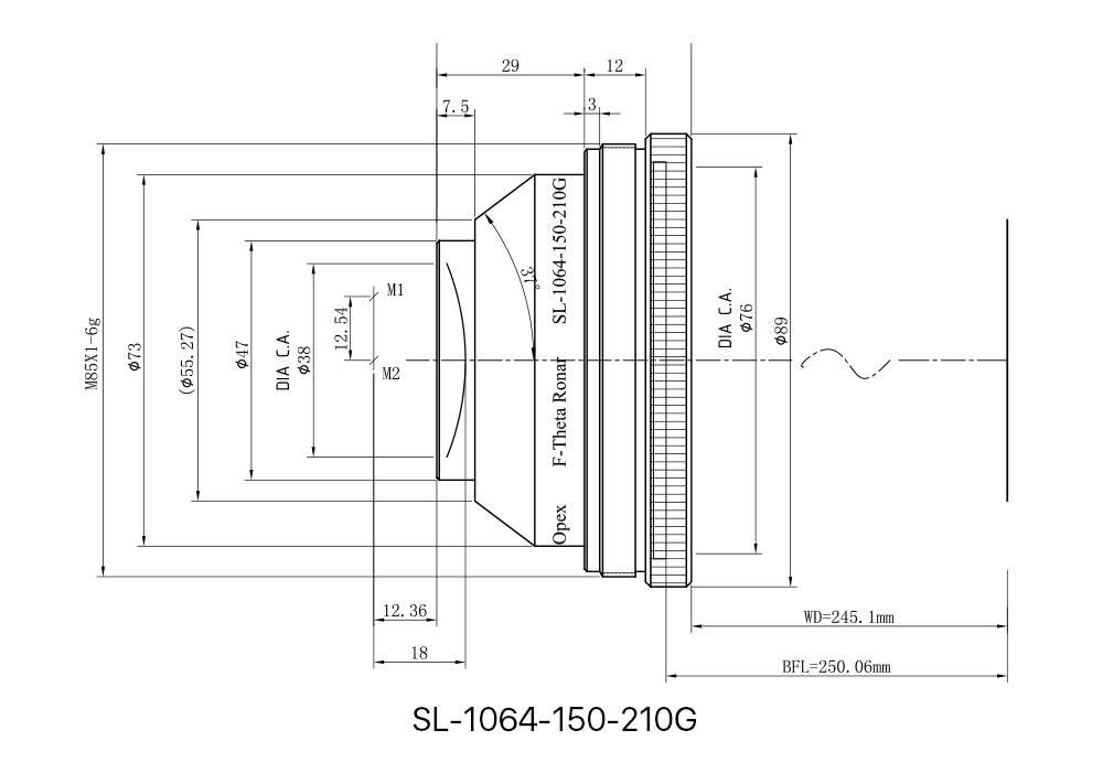 F-theta Objektiv Feld Objektiv 1064nm 70x70-300x300mm F100-420nm für 1064nm YAG Optische Faser Laser Kennzeichnung Maschine Teile – Detail 8