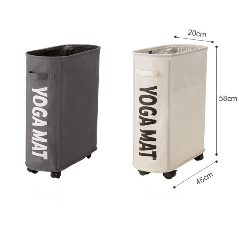 Large Capacity Fabric Wheeled Yoga Mat Storage Basket Multifunctional Curved Edge Folding Gym Sports Equipment Sorting Basket