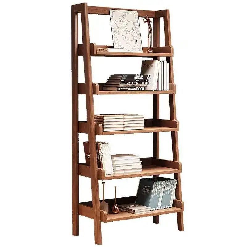 ！@Minimalist Rubber Wood Bookshelf with Storage Function Home Furniture for Living Room Bedroom Dining Room Multi Scene Use