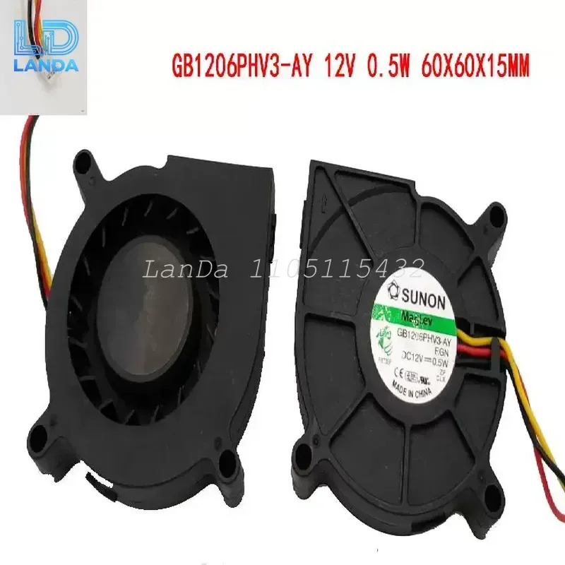 Ultra Quiet Turbo Fan with Speed Measurement for SUNON GB1206PHV3-AY 12V 60mm 6015