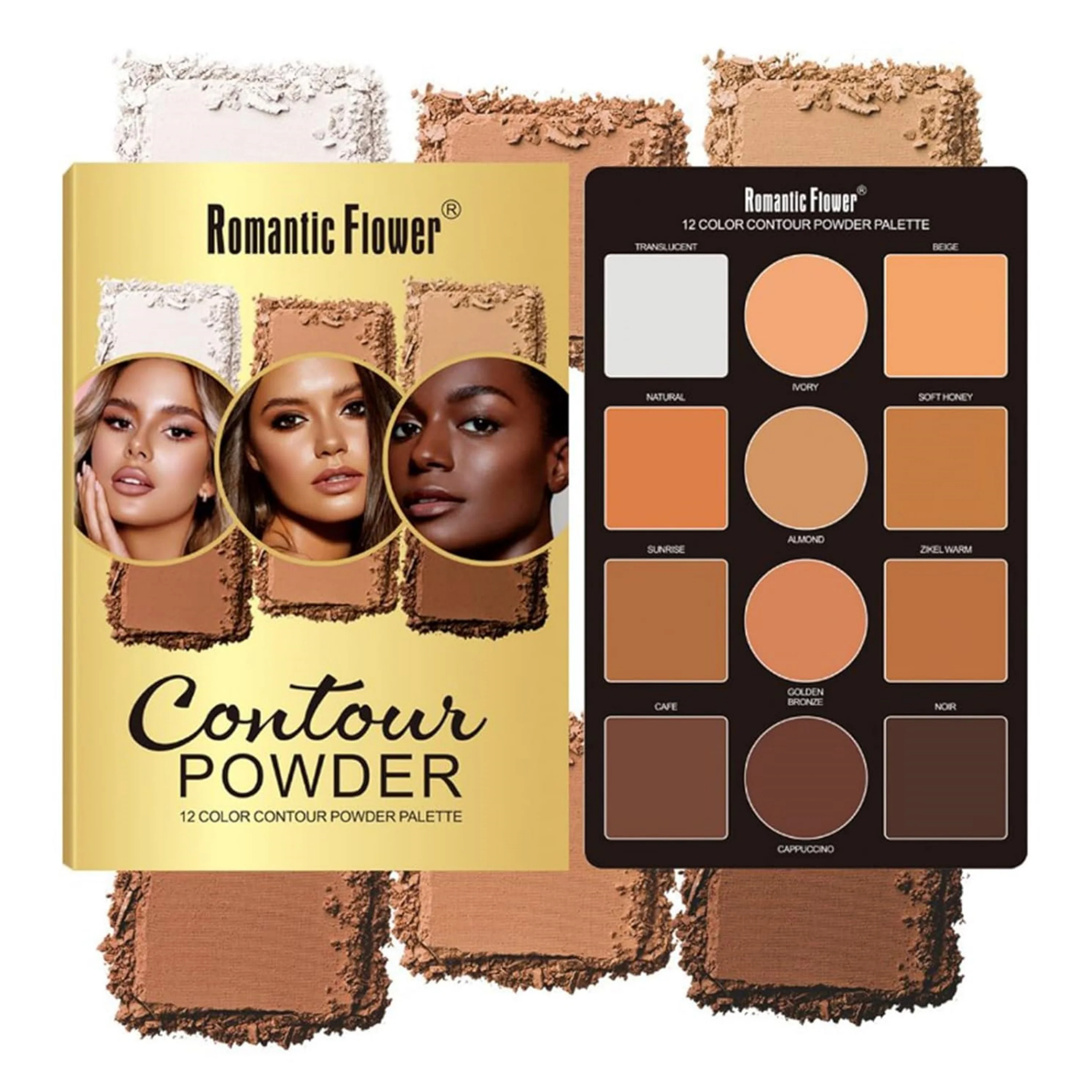 Paleta de maquillaje de contorno para principiantes, paleta de contorno profesional grande de 9 colores con brocha de maquillaje, cosmética impermeable de larga duración