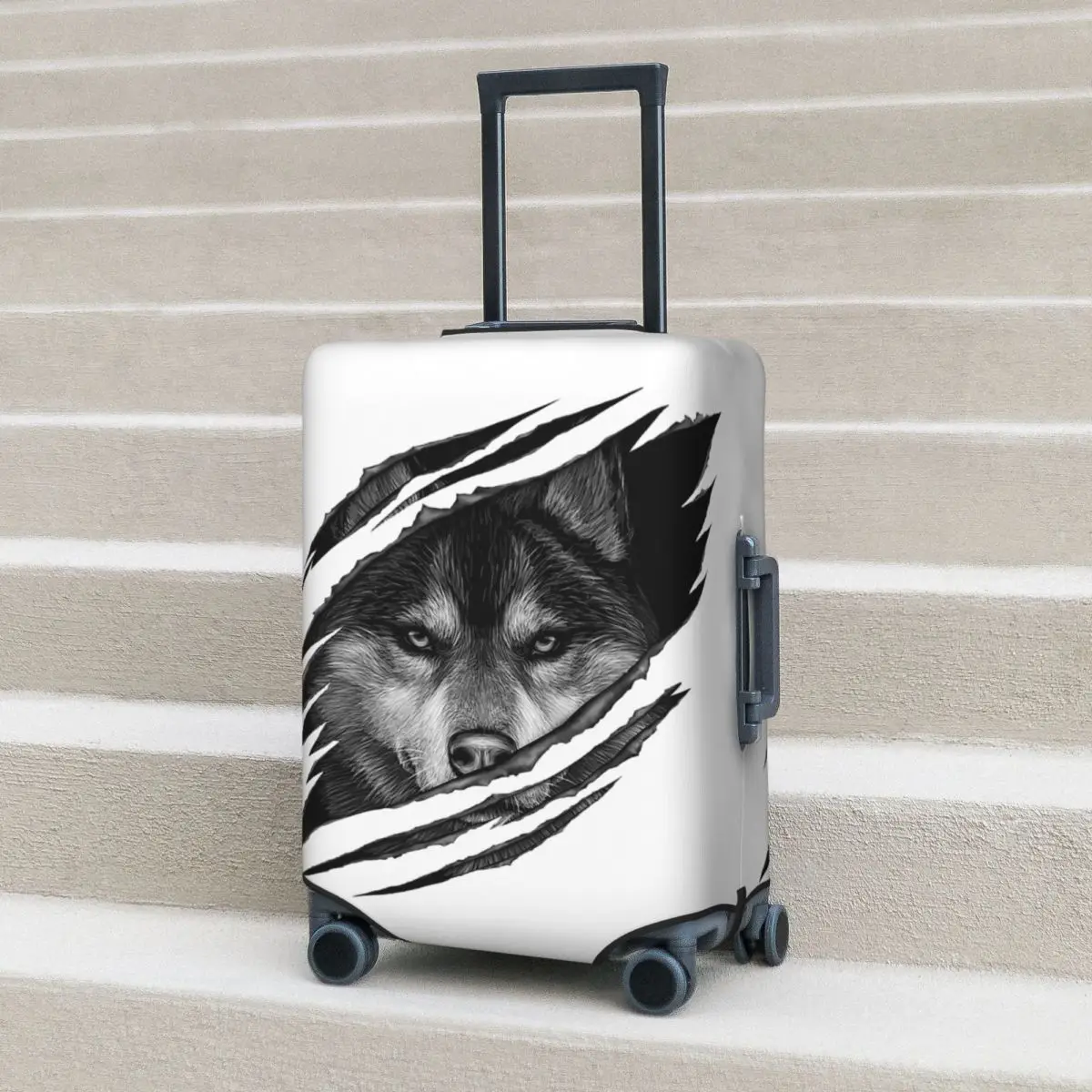 

Cool Wolf RAR Design Suitcase Cover Protection Elastic Trip Luggage Protector Covers for 18-32 Inch