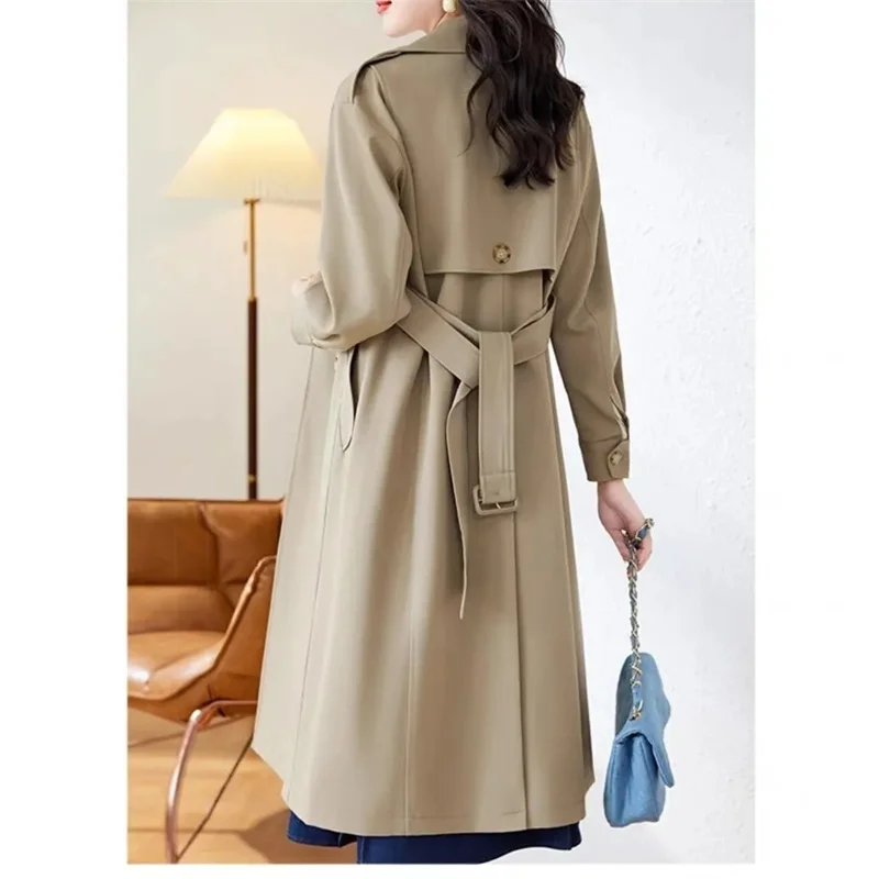 Autumn Korean Female Long Sleeved Windbreaker Jacket Women Advanced Sense Leisure Loose Mid length Version Windbreaker Coat