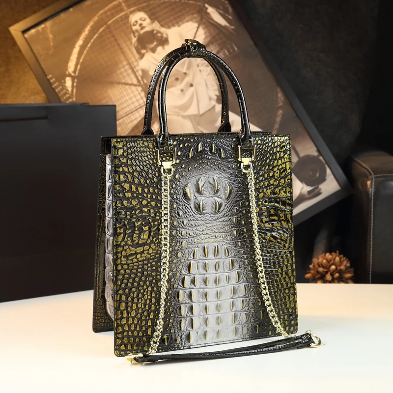 Borse da donna di marca di lusso borse da donna in pelle modello coccodrillo pendolare borsa a tracolla verticale di grande capacità a spalla