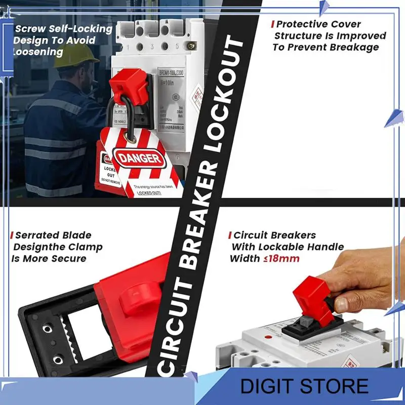 

DIGIT-Medium Clip-On Circuit Breaker Lockout Device With Lotopad Lock And Tag For 480/600V Clamp-On Breaker Lock Out Tag Out