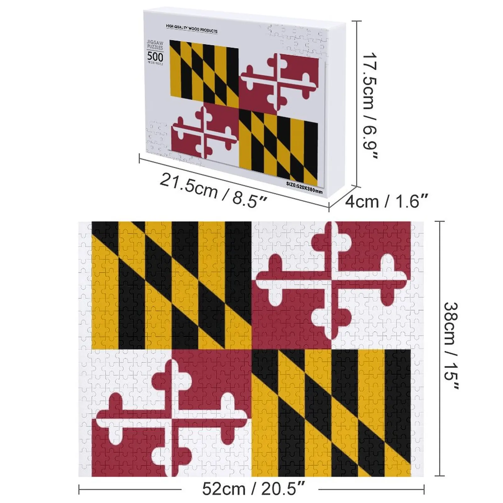 أحجية الصور المقطوعة من ماريلاند برايد للبالغين، أحجية خشبية مخصصة تحمل اسم وودز للبالغين