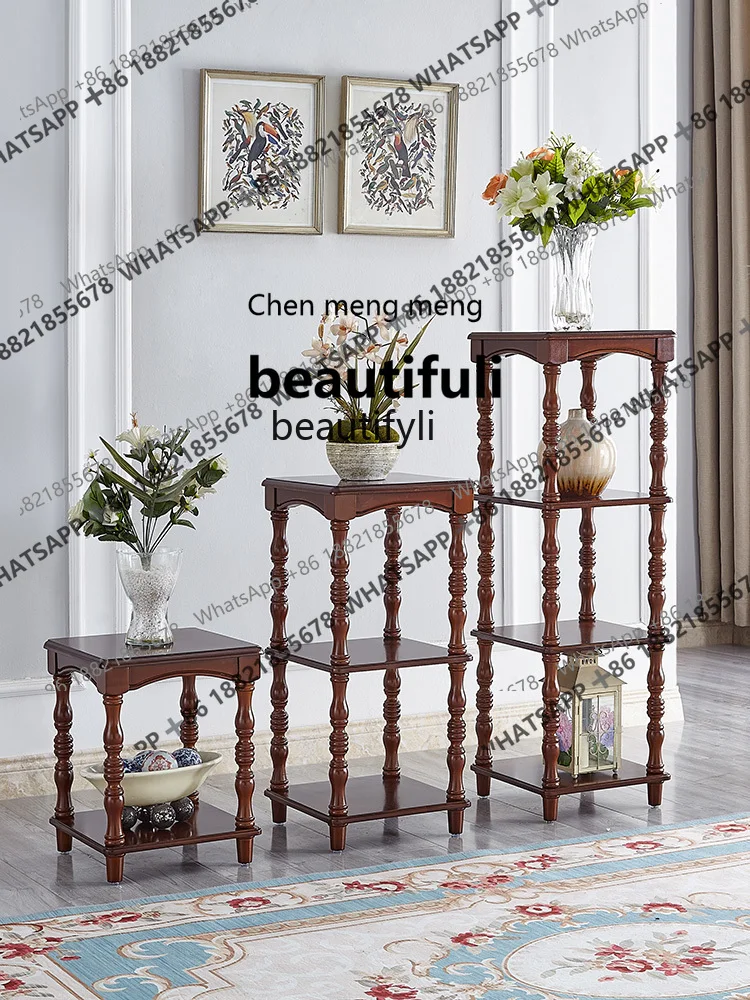 

X Solid Wood Balcony Storage Rack Floor Flower Pot Display Stand Flower Table Column New Product