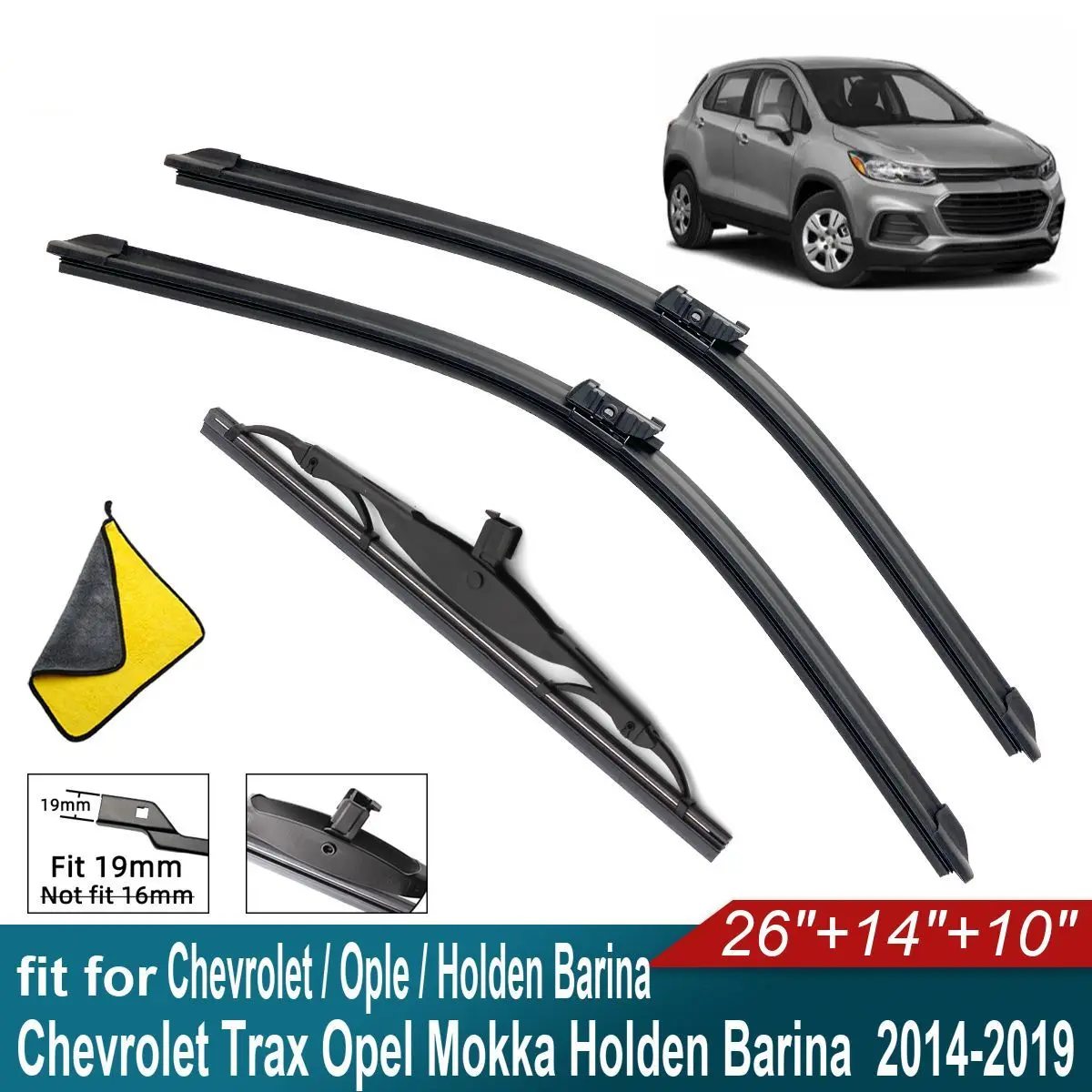 

Car Windshield Wiper Blades Fit For Chevrolet / Ople / Opel Mokka Holden Barina Rear Wiper Blades Rubber Auto Front Windscreen