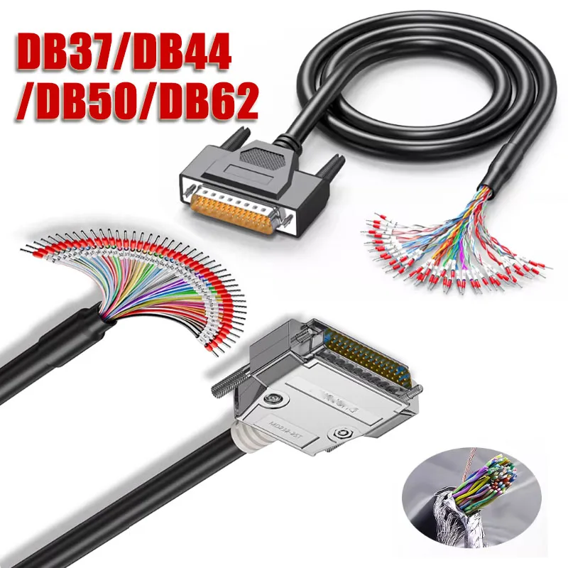

DB44 DB37 DB50 DB62 Connector Cable w Numbered Tube Shield DB44 DB62 I/O Cord Plug DB37/44/50/62 Pin Terminal Wire HDB44 Cord