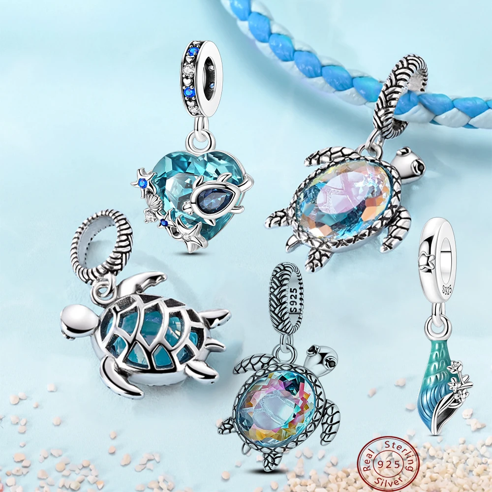 

Ocean Series 925 Silver Summer Sea Turtle Starfish Charms Pendants Fit Original Bracelet DIY Beads For Women Making Gift
