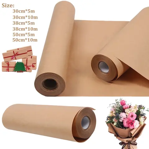 5/10m Brown Kraft Paper Roll For Gift Wrapping Moving Packing Art Craft Biodegradable Gift Wrapping Paper Thick Packing Wrap