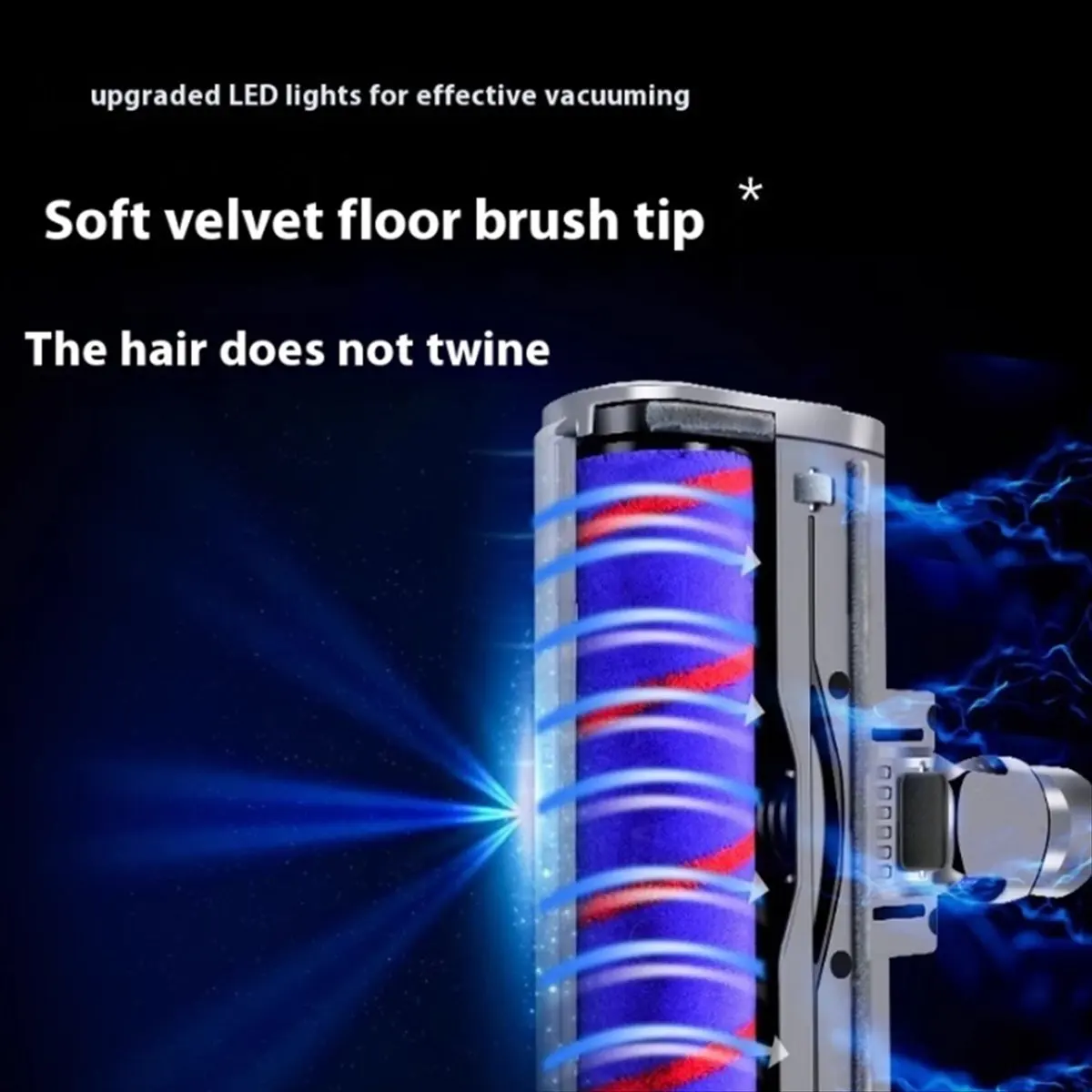 

Насадка-щетка с мягким валиком и подсветкой для пылесосов Dyson V15, V11, V10, V8, V7 для уборки твердых полов