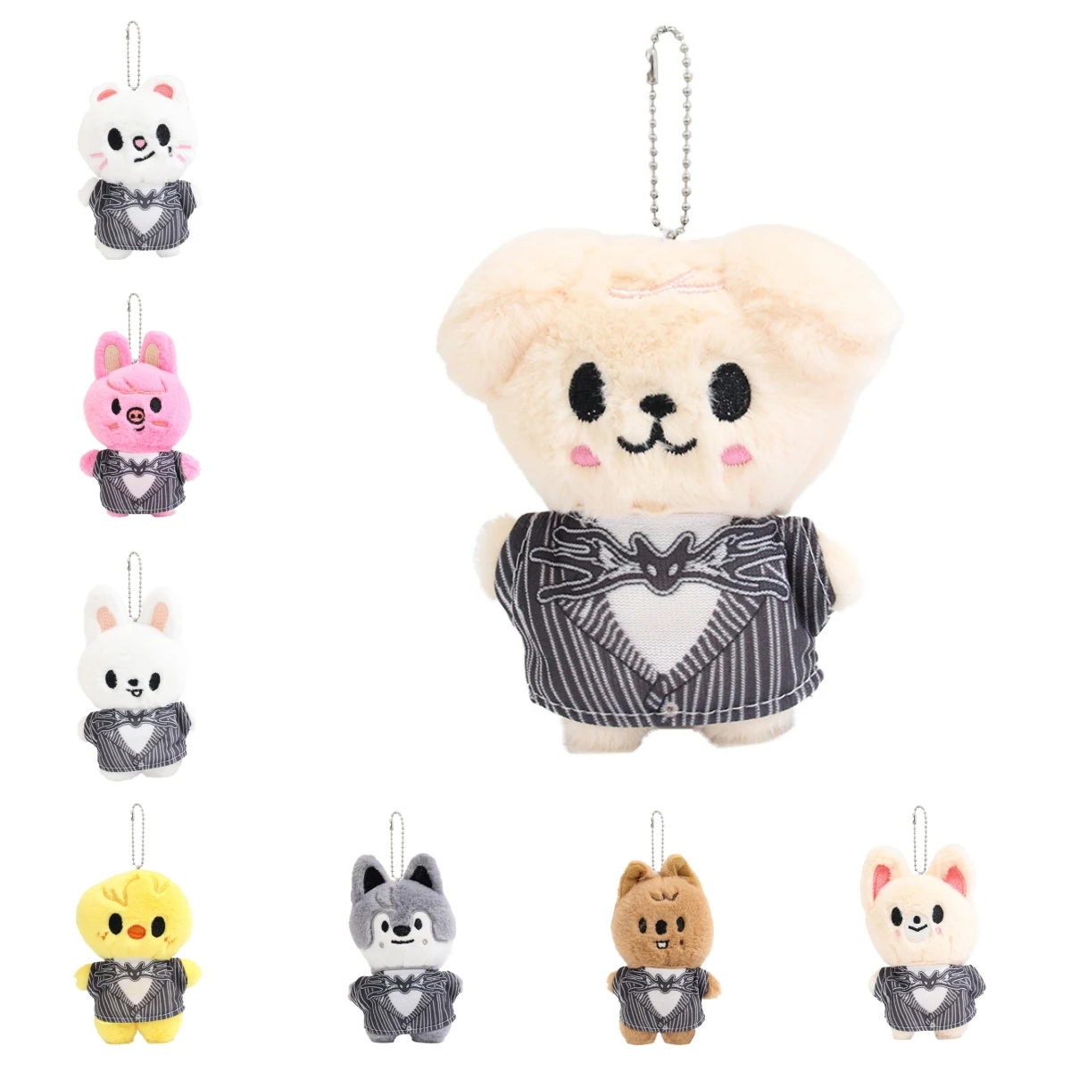 Nowy brelok do kluczy SKZOO dla dzieci, pluszowa zabawka, zawieszka z ekspresją zwierzęcia, pluszowa zawieszka do torby, prezent świąteczny dla dzieci