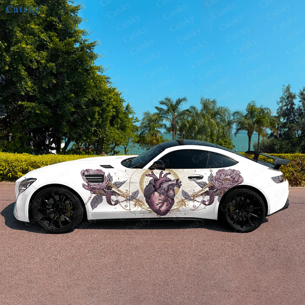 

Luxurious Heart Flower Car Side Sticker Decoration,PVC Waterproof Scratch Resistant Decal, Car Protection, Auto Accessories Gift