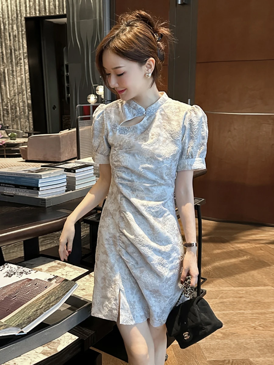 

Faionable ort Embroidered Qipao Dr Young Women's Body ape Slimming Daily Wear Breathable Polyester Cotton Blend