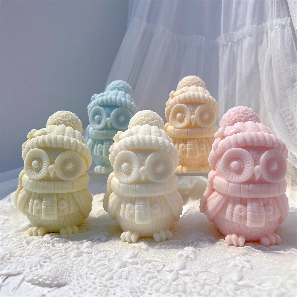 

Christmas Owl Candle Mold Bird Animal Handmade Mold Kit Tool Figurines Statue Resin Silicone Mold Novelty Decor Gifts