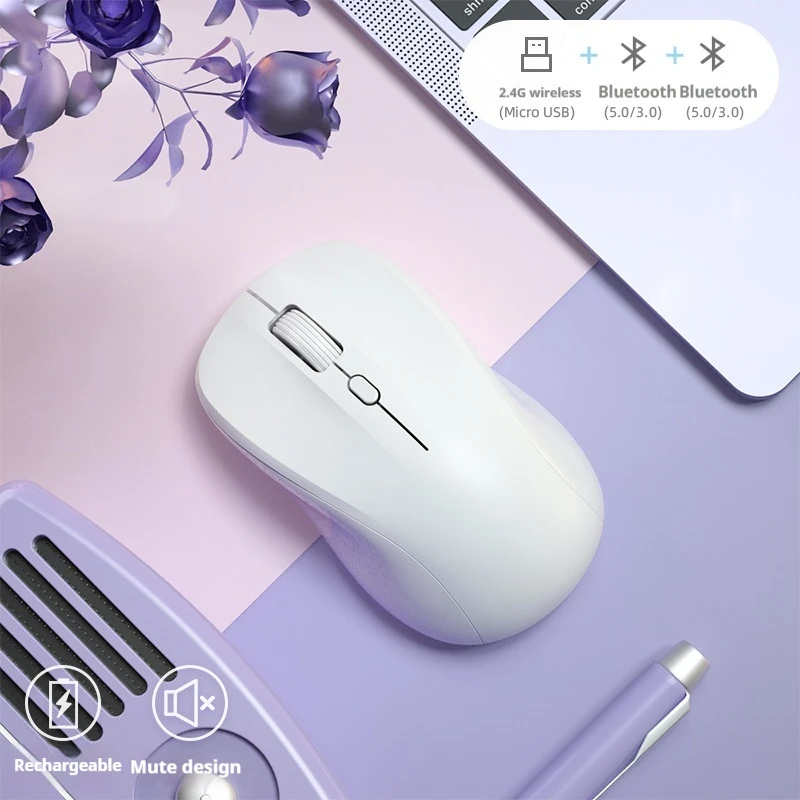 New Bow M156 Tri-Mode Bluetooth Wireless Mute Mouse Plug And Play Multi Platform Compatible Durable Lightweight Game Office