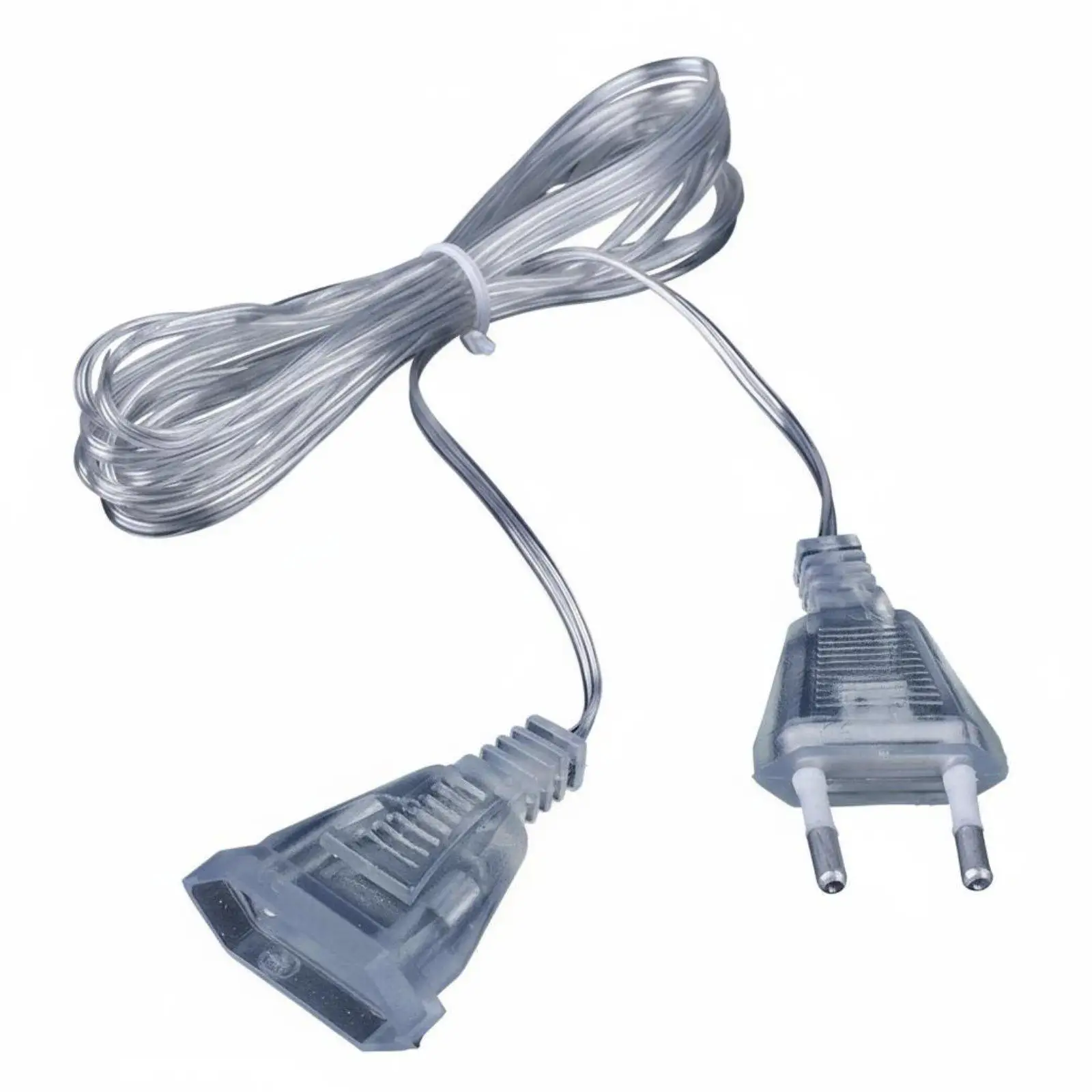 Extension Wire Extendable Transparent Extension Cable Flexible 2-Prong Power Cord for Holiday Decoration, Window Display