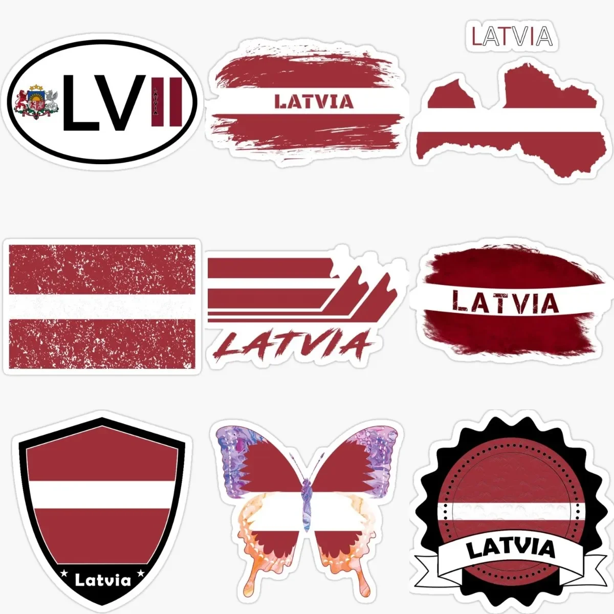 

Creative LV Latvia Flag Map Emblem PVC Waterproof Sticker for Decorate Wall Fridge Car Window Van Helmet Camper Bumper Decal