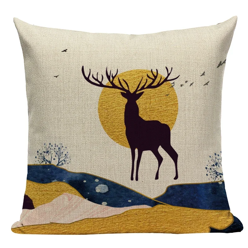 Cojines Decorativos Para Sofá Pillowcase Animals Deer Cartoon Forest Nordic Style Pillow Cushion Cover for Children Bedrooom
