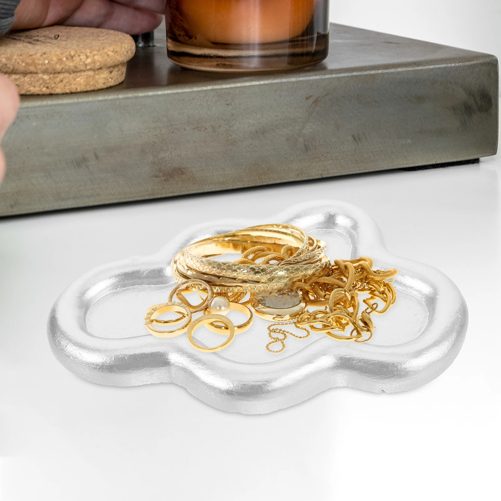 

Поднос для ювелирных изделий из смолы в форме облака, практичный органайзер для хранения, ожерелье, кольцо, витрина, устойчивая к царапинам, прочная