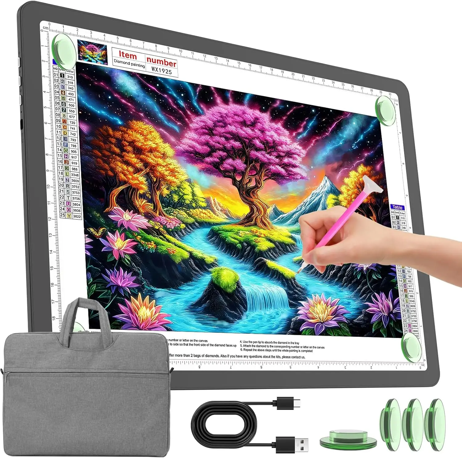 

Rechargeable A4 Light Pad with Carry Bag for Diamond Painting, Ultra Bright Tracing Light Box for Drawing and Art