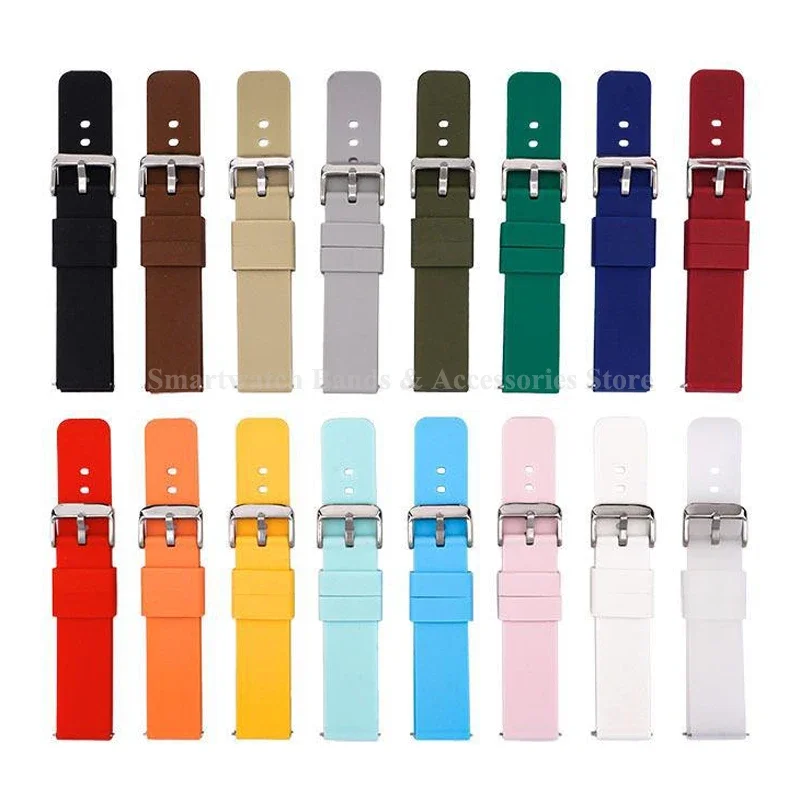 10mm 12mm 14mm 15mm 16mm 18mm 20mm 21mm 22mm 24mm Quick Release Watch Strap for Huawei GT2/3 for Samsung Galaxy3/4 Silicone Band