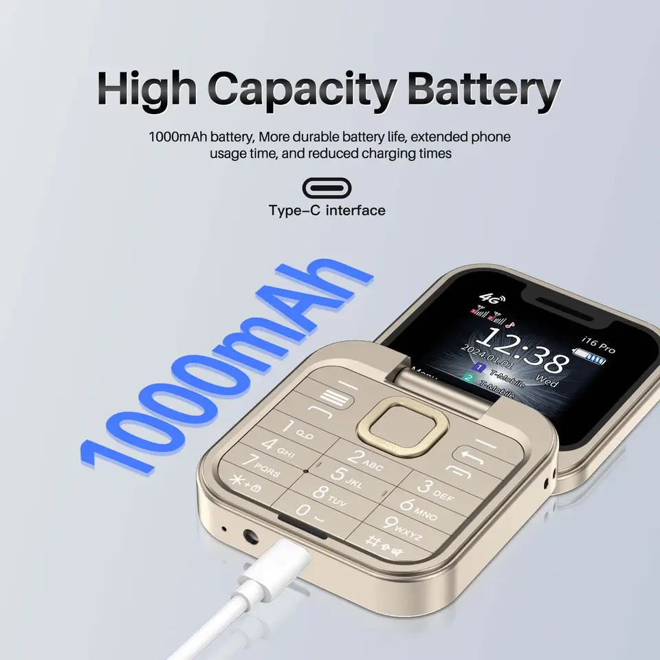 هاتف SERVO I16 برو 4G LTE مفتوح، هاتف محمول صغير قابل للطي بشاشة 1.77 بوصة، شريحتين، تسجيل المكالمات، طلب سريع، راديو FM - 3