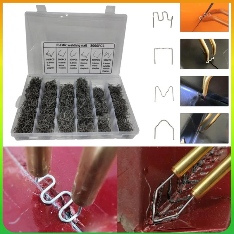 

3000/1200/600pcs Plastic Repair Machine Welding Hot Stapler Bumper Fender Welder Staples Kit For Soldering Bumper