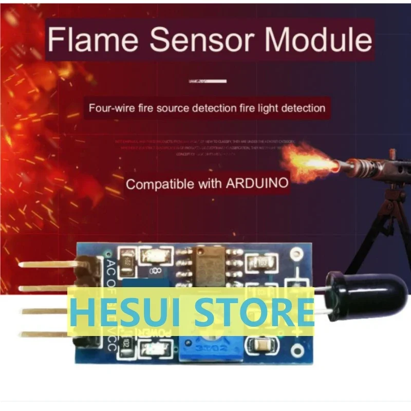 Flame sensor module 4 line fire source detection firelight detection infrared reception