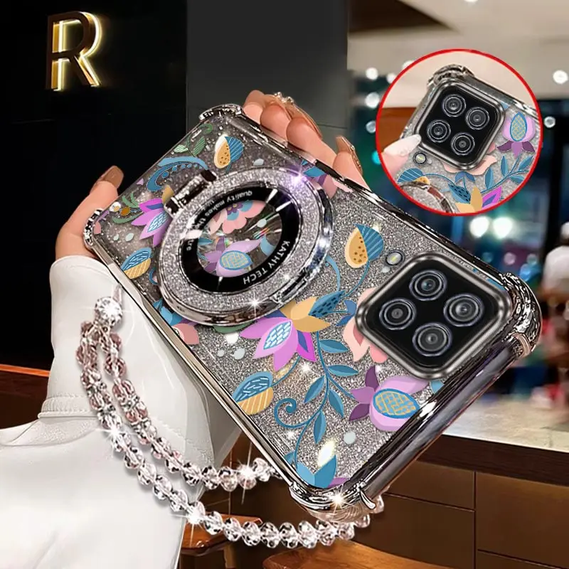 22 الزهور الملونة تصفيح سوار حامل جراب هاتف لسامسونج M13 A15 A04 F12 M12 A02S A13 A03S A12 A12S A12Nacho غطاء #4