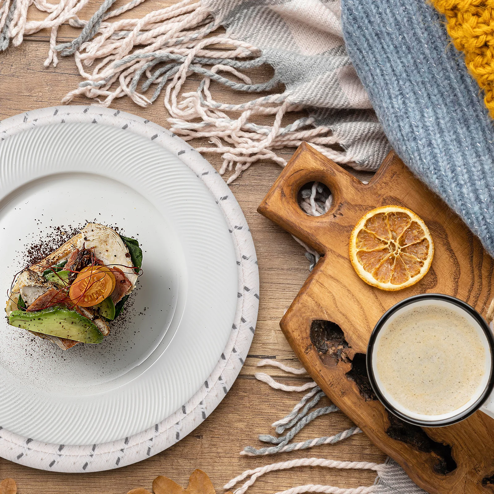 

1Set High Temperature Hot Pot Holder Cotton Round Placemat Non Slip Pot Pad for Kitchen Dining Table Basket Accessory Heat