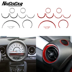 For mini cooper R56 R55 R57 2007-2010 Carbon Fiber speedometer radio air vents Panel Car Interior Accessories Decorative Sticker