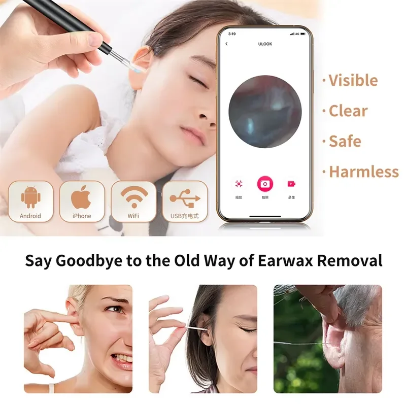 Hot Selling Baby Care Earwax Visual Ear Spoon Integrated Wifi Intelligent Visual Smart Earpick Blue view 3