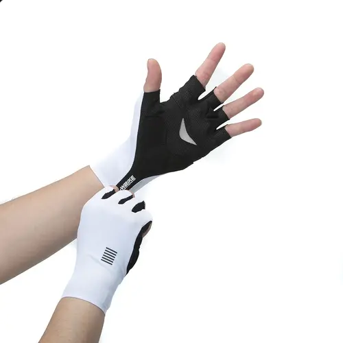 YKYWBIKE Cycling Gloves  MTB Bike Black White Gloves Sports Half Finger Bicycle Goves Men Women Breathable Shockproof Gloves - Image 9