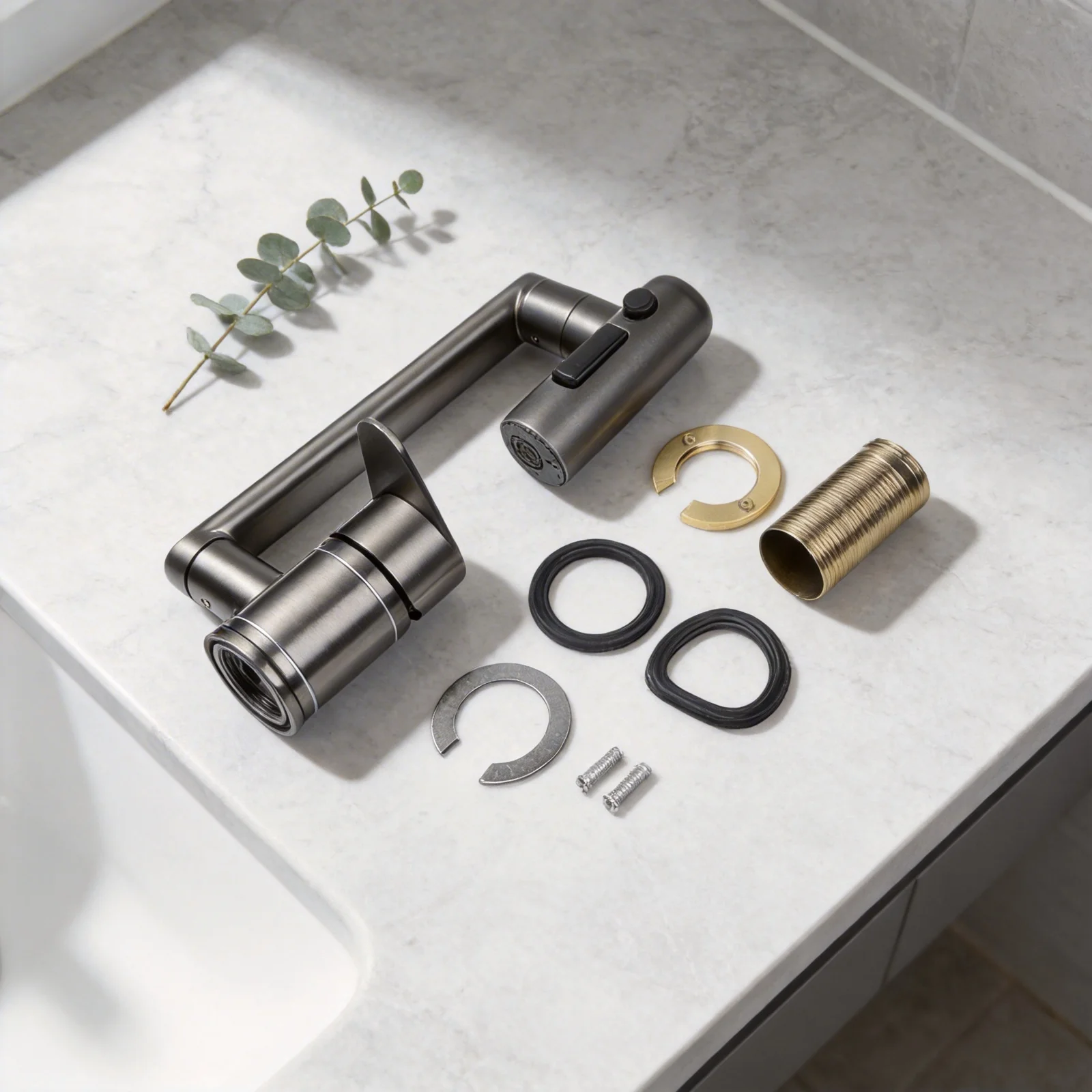 360 Degree Swiveling Kitchen Faucet with 3-Mode Spray and Folding Spout for Sink Use Made of 304 Stainless Steel