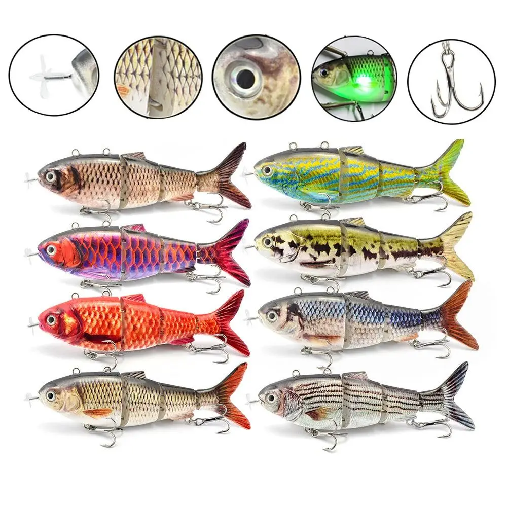 

Bionic Fish Electric Lure Wobblers 3D 5.1" Fishing Baits Kit Multi Jointed Automatic Swimming Swimbait Hard Fishing Lure