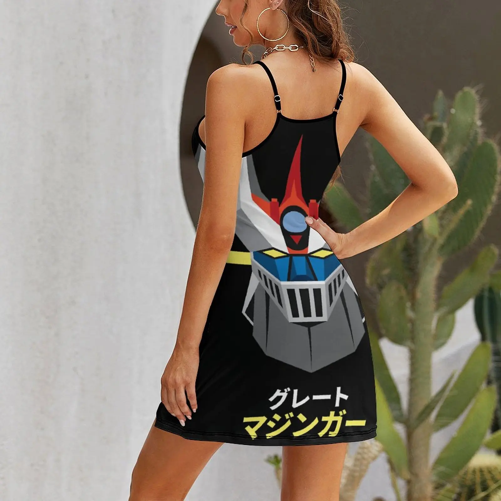 Exotic  Woman\'s Dress The Dress Mechas 02 Mazinger Z Steel Jeeg Robot Kotetsu Dark Great 8  Women\'s Sling Dress Graphic Cocktail